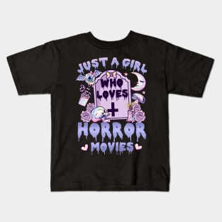 Just A Girl Who Loves Horror Movies - Pastel Goth Kids T-Shirt